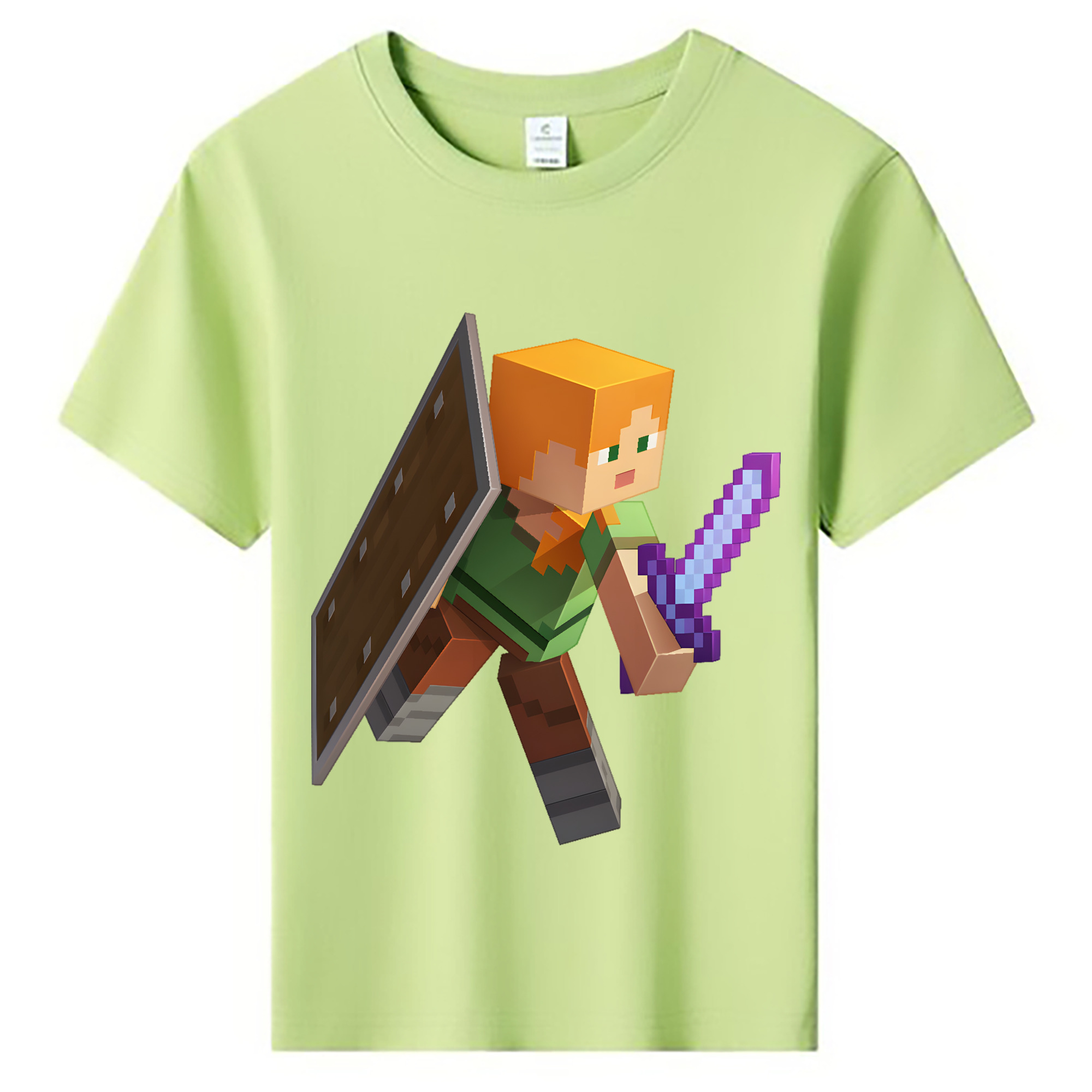 （画像用） マインクラフト ブロックの世界 Minecraft MC Block world 綿100％キッズTシャツ（フロントプリント）